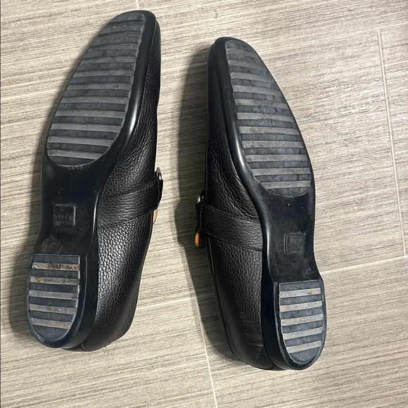 Gucci Dark Brown Leather Loafers with Red and Green Accents